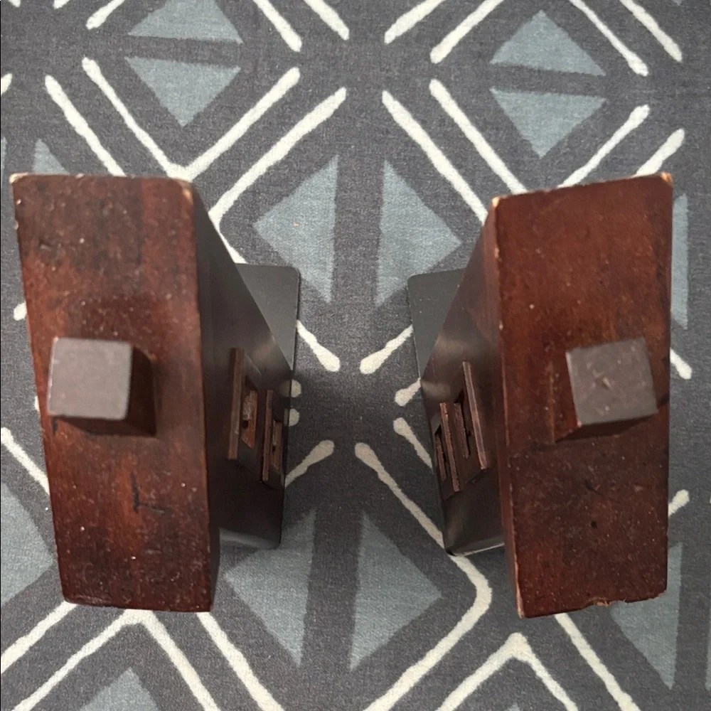 Vintage Bombay Company Rustic Brown Wooden House Bookends